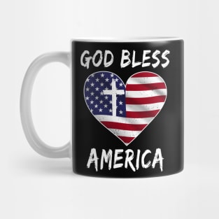 God Bless American Flag Heart Mug